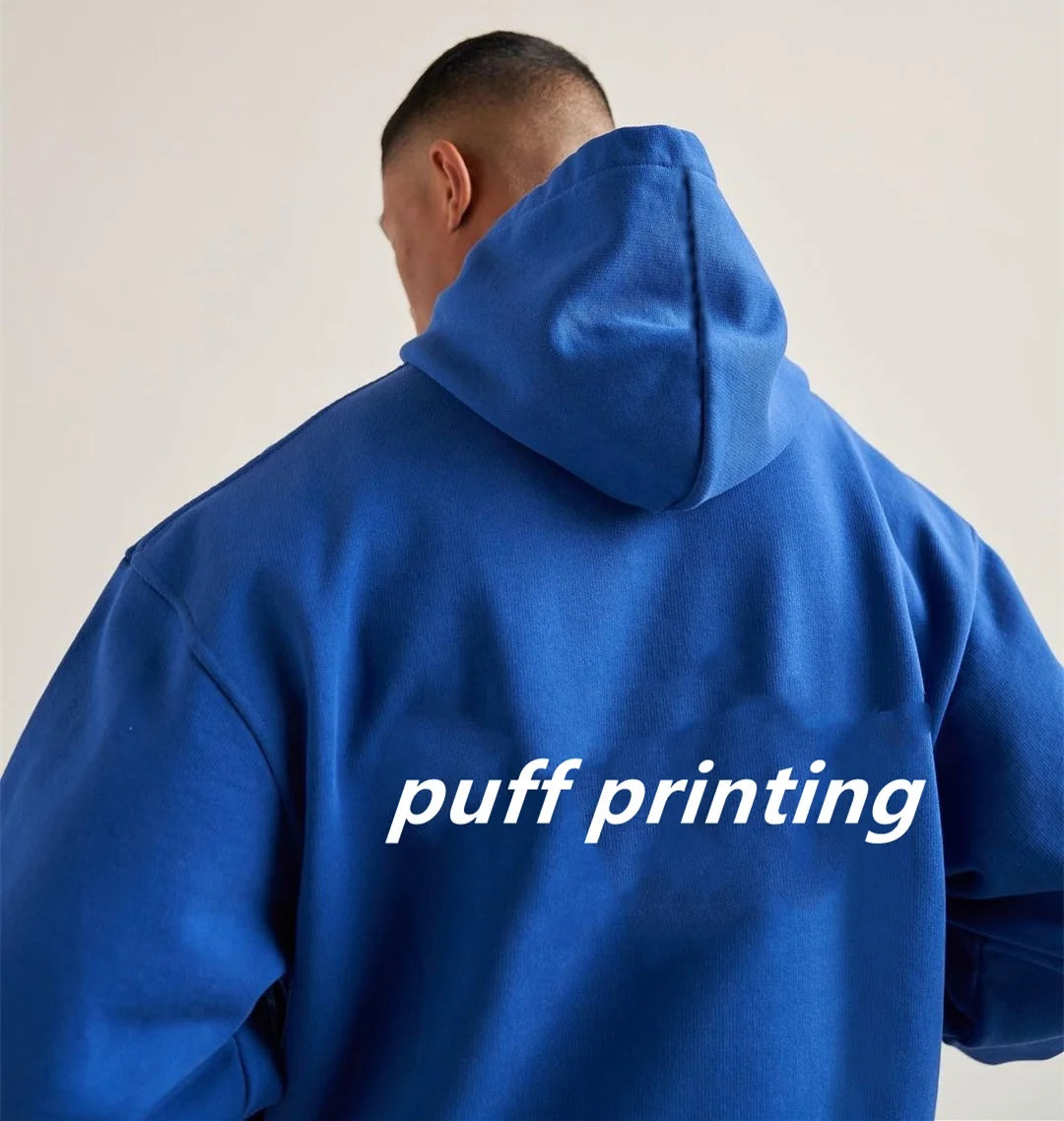 Oversize 3d Puff Print Pull Over Hoodies Men 2026 Custom logo Cotton Gym Oversized Hoodie Mens Streetwear Sweatshirt