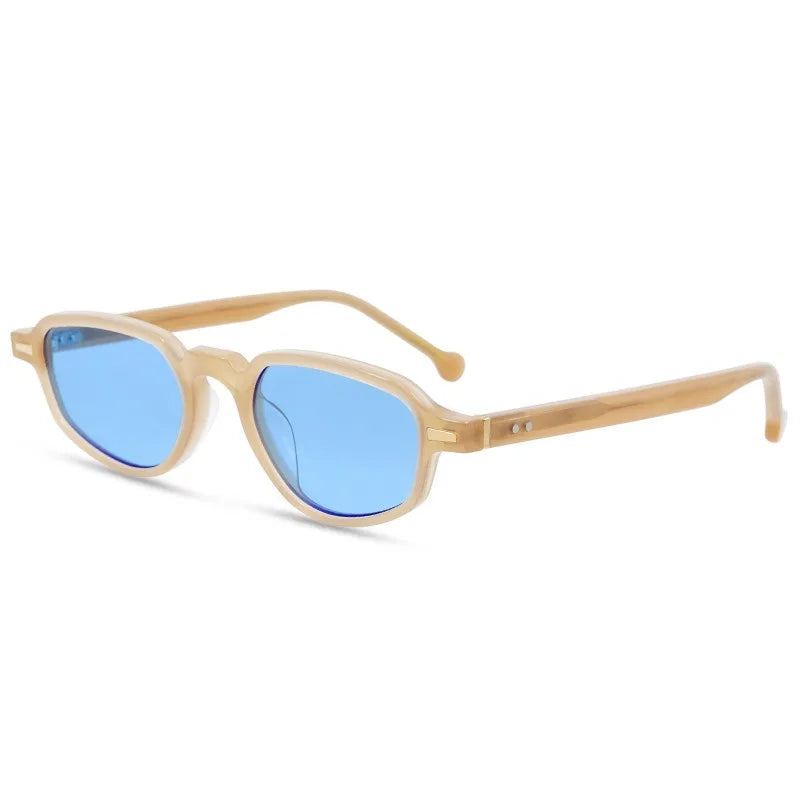 2025 Custom Logo Rivet Structure Vintage Cat Eye Small Polygon Frames Nylon Lenses Handmade Acetate Unisex Retro Sunglasses