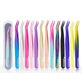 Eyelash Extension Titanium Eyebrow Tweezer With Comb Stainless Steel Eyelashes Extension Black Eyelash Tweezers