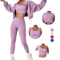 Yoke Wholesale Women's Fitness Clothing 2 Piece Breathable Gym Sweat Suit Butt Lift Long Sleeve Yoga Set Four-Way Stretch