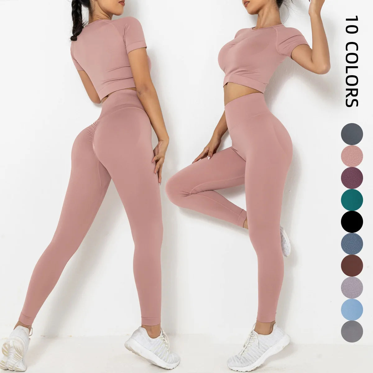 Women Fitness Clothing Seamless Cropped Top Yoga Leggings Gym Sportswear Sport Workout Yoga Set