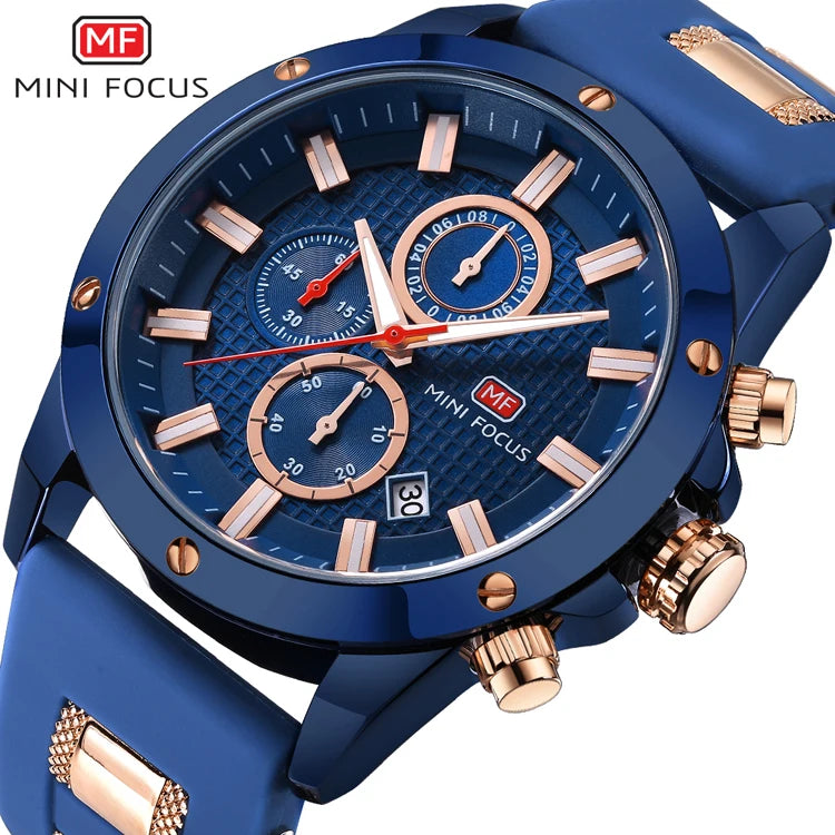 MINI FOCUS 0089 Luxury Watch Men Analog Digital Silicone Sport Men's Quartz Watches Man Waterproof Luminous Date Wristwatch