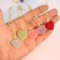 NA1035  Chic Gummy Gold Plated Multi Colored Red Crystal Puffy Heart Pendant Valentine's Day Sweet Love Necklace  for Women