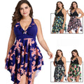 Plus Size Swimsuit Tankini Set Swimwear 6XL Women Swim 2 Piece Print Large Big Breasts Halter Bathing Suit Beachwear Swimdress