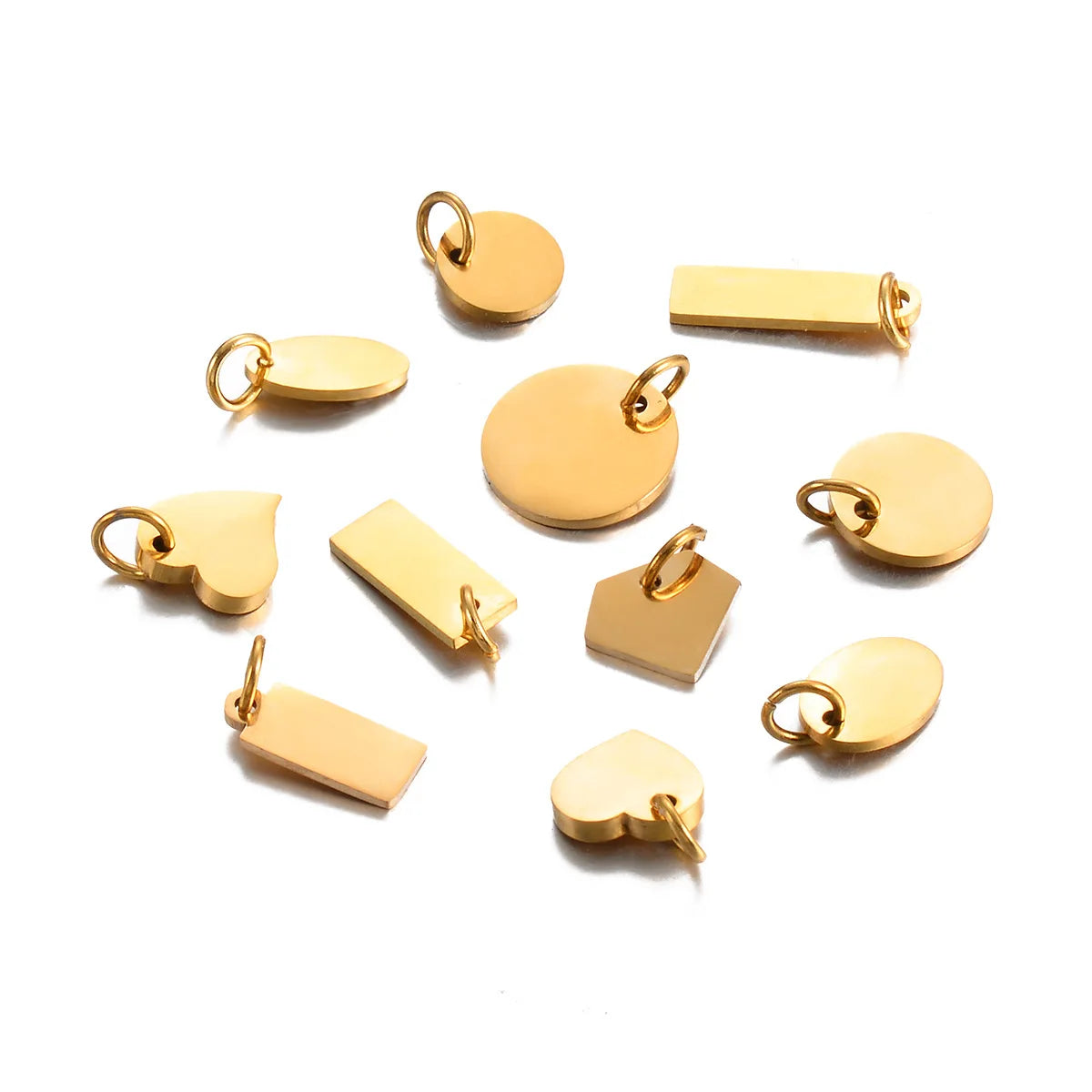Engraved logo Tag Charms Blank Necklaces Heart Stainless Steel Jewelry Designer Charms Bracelet Custom Gold Silver  Pendants