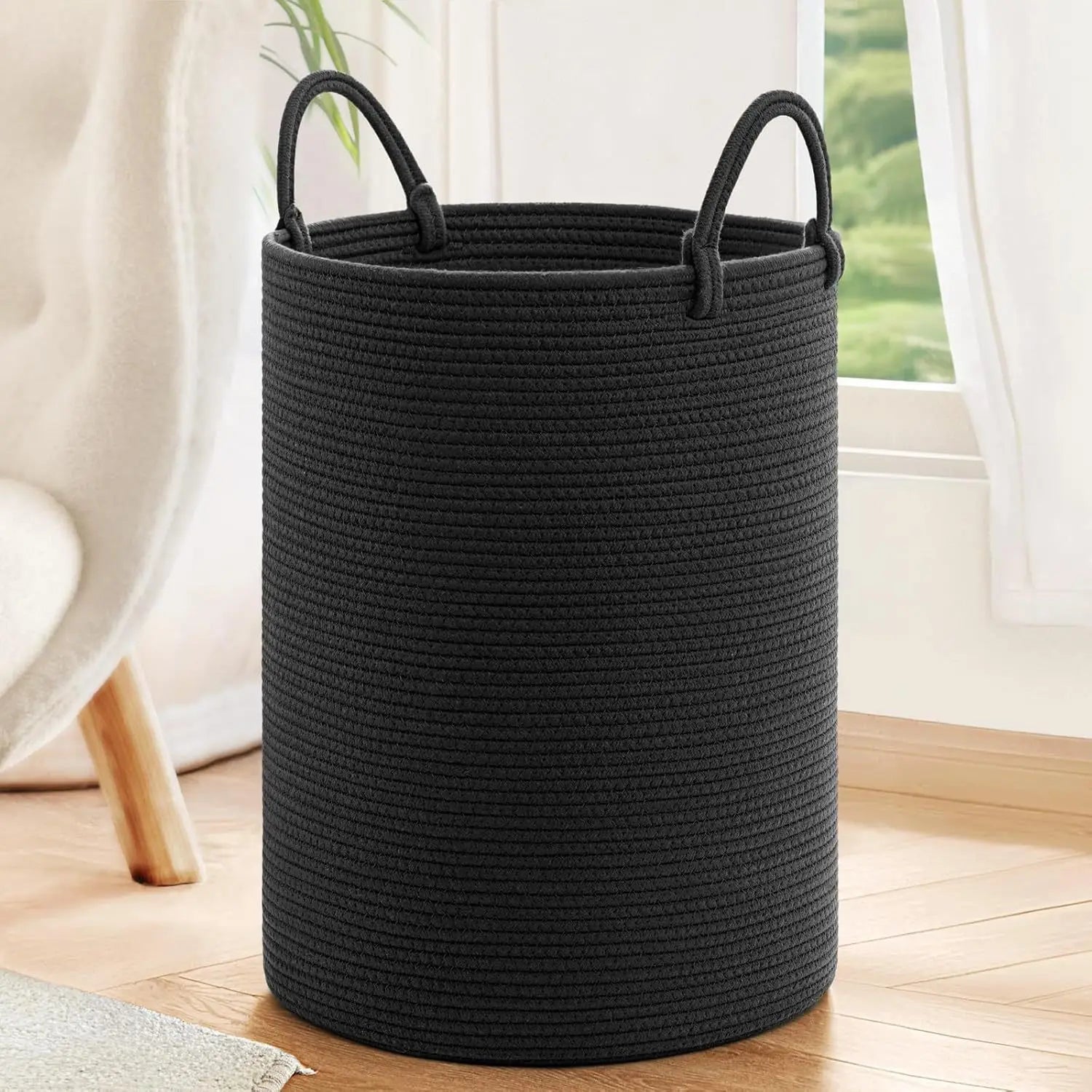 Decorative Woven Modern Eco-Friendly Cotton Rope Laundry Storage Basket Customized Color Space-Saving Design for Organizing