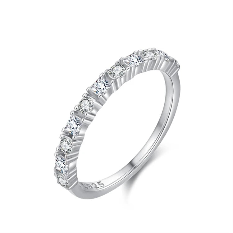Simple Women 925 Sterling Silver CZ Diamond Finger Rings