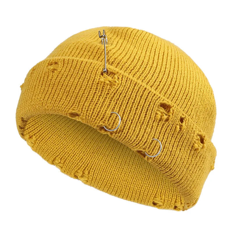 Human Made Iron Rings Pins Warm Winter Hats Short Beanies With Custom logo