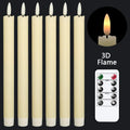Flameless Ivory Taper Candles Flickering with 10-Key Remote Battery Operated Led Warm 3D Wick Light Window Candles