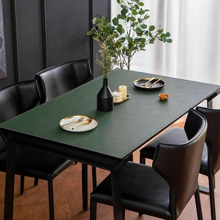 Double-Sided Solid Color PU Leather Tablecloth Rectangular Oil-Proof Dinner Table Mat Custom Coffee Table Tablecloths