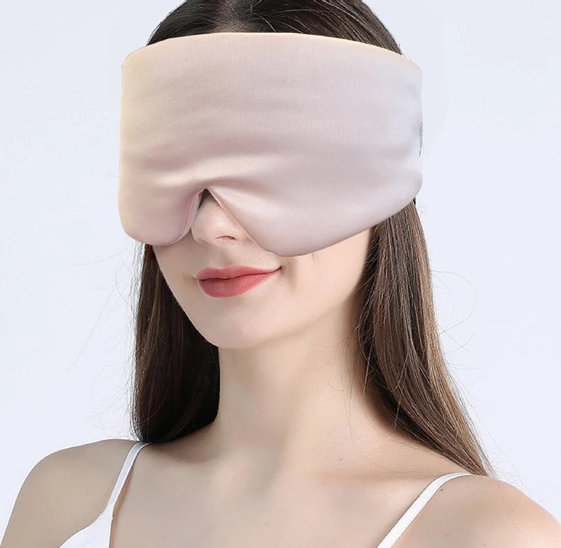 Large Size Super Soft Pressureless Shade Covered Cotton Padded Satin Silk Blindfold All Wrapping Blackout Elastic Sleep Mask