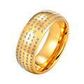 Alin Classic Style 18K Gold-Plated Stainless Steel Unisex Wedding Band Ring Fashionable Buddhism-Inspired Heart Sutra Engraved