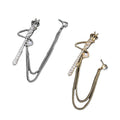 Vintage Lapel Pin Crown King Scepter Chain Brooch Encrusted Rhinestones Alloy Male Suit Decorative Crystal Mens Brooches Pins