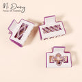 Mi Dairy Women Sweet Hair Claw Bio Acrylic Jaw Clips  White Hollowed Rectangle Hair Claw Clips with Rhinestone 223469
