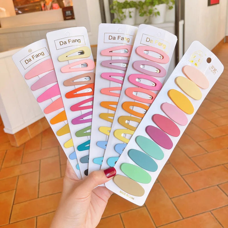 10Pcs/lot Simple Candy Color Hairpins Women Barrette Headwear Girls BB Clips Headdress Barrettes Bobby Pin Hair Accessories