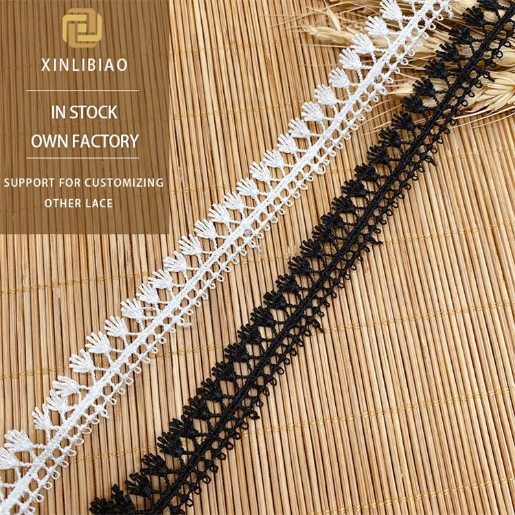 Clothing Accessories DIY Polyester Fine Barcode Embroidery Lace for Shoes and Bags Water Soluble Hollow Gourd Wearable Ribbon