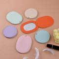 Factory Oval/Round Travel Pocket Mirrors Private Label PU Makeup Mirror with Rotating Protective Cover