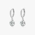 Classic Shining Round 4CT Pendant Earrings 925 Sterling Silver Wedding Engagement Jewelry Delicate Swing Hoop Earrings for Women