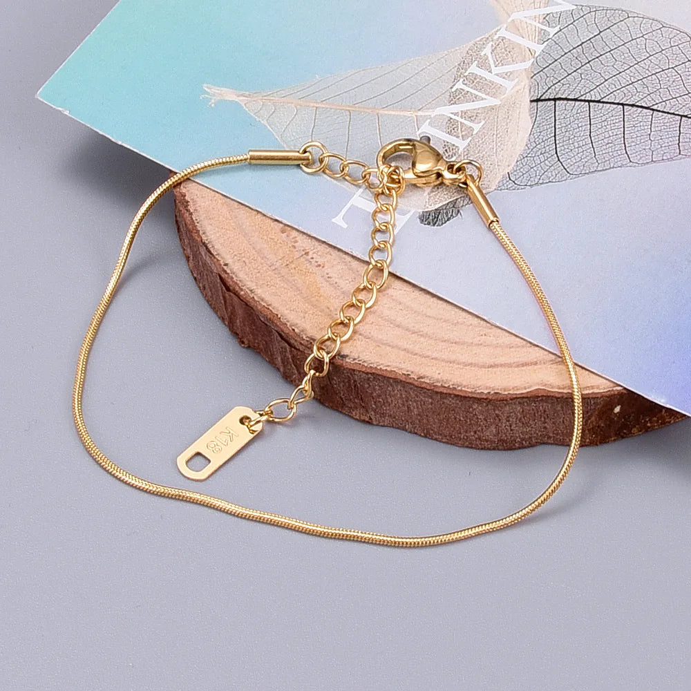 Minimalist design Adjustable Thin Round Snake Chain Ankle Bracelets No Tarnish Stainless Steel Chains Anklet