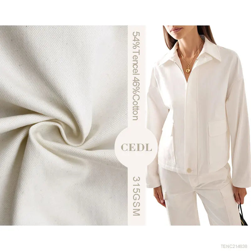 Accept Customize for Jacket and Windcoat  Woven Lyocell Cotton Blended White Twill Fabric