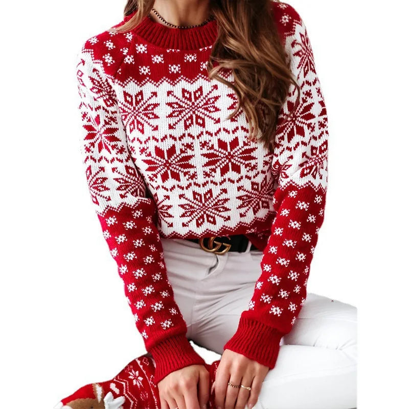 Hot Sale Custom Sweater Manufacturer Jacquard Family Christmas Sweater Pullover Knitted Sweaters for Women