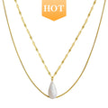 RINNTIN GPN15 Handmade 925 Sterling Silver 14k Gold Plated Box Chain  Freshwater Pearl Pendants Double Layer Necklace