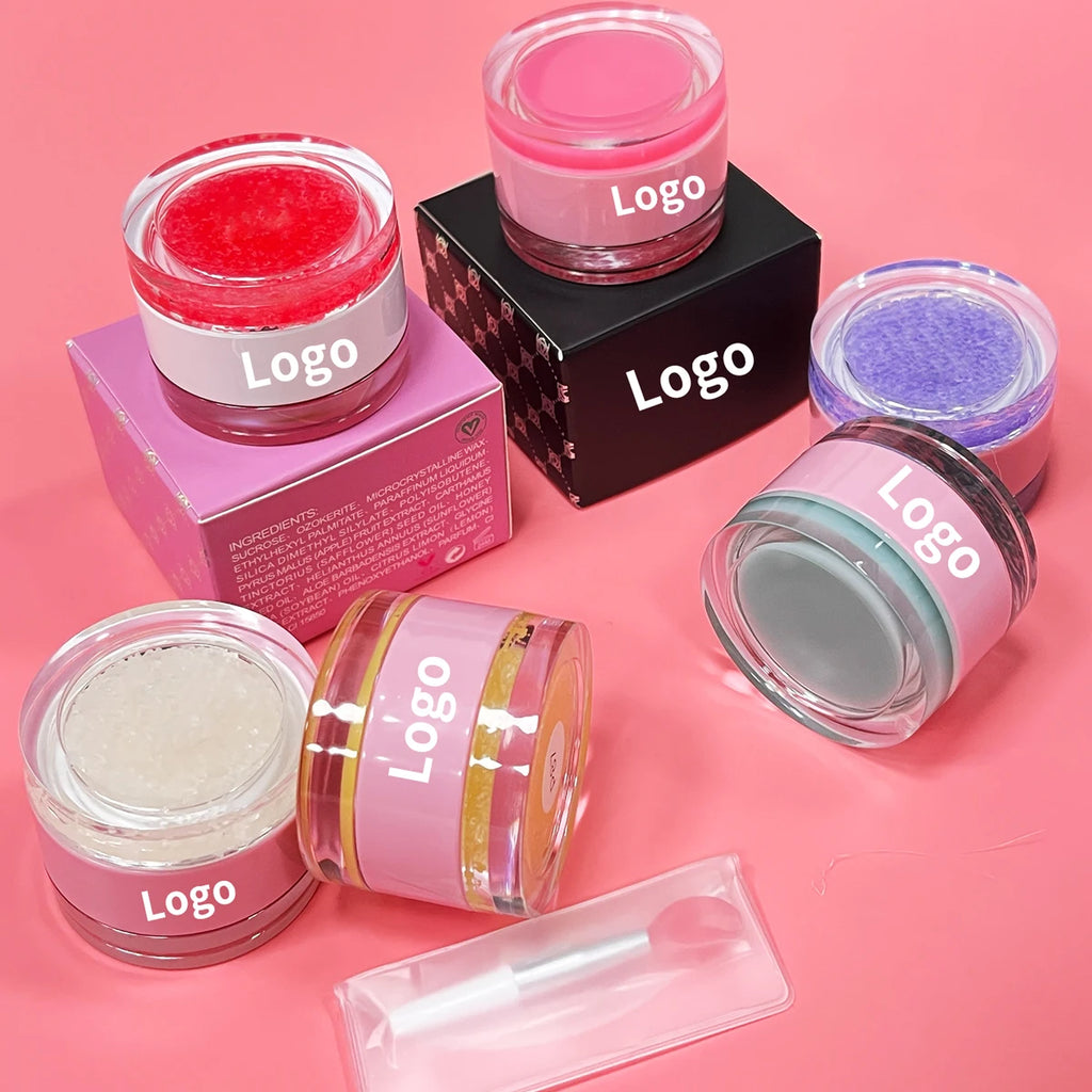 Wholesale Custom logo Long Lasting Moisturizer Cruelty Free Vegan  2 in 1 Fruit Lip Balm Lip Scrub