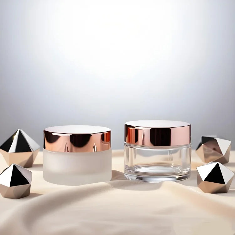 WOGU Round Empty Frosted Skincare Glass Cosmetic Packaging 10g 20g 30g 50g 100g Shinning Matte Rose Gold Eye Cream Jar