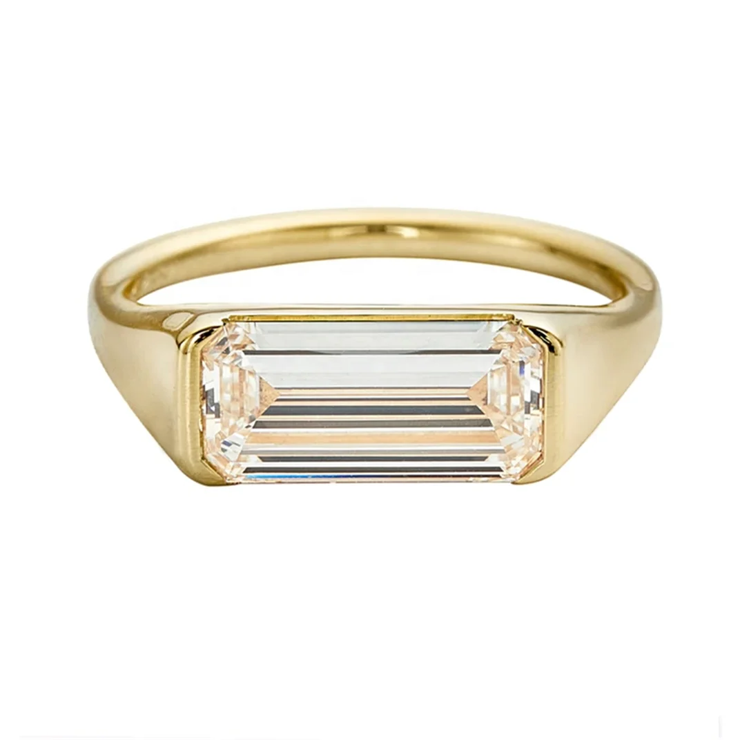 Dainty Silver Rings Women Girls Elegant Jewelry Fashion Custom Emerald Cut Diamond Gold Plated 925 Sterling Silver Accessories