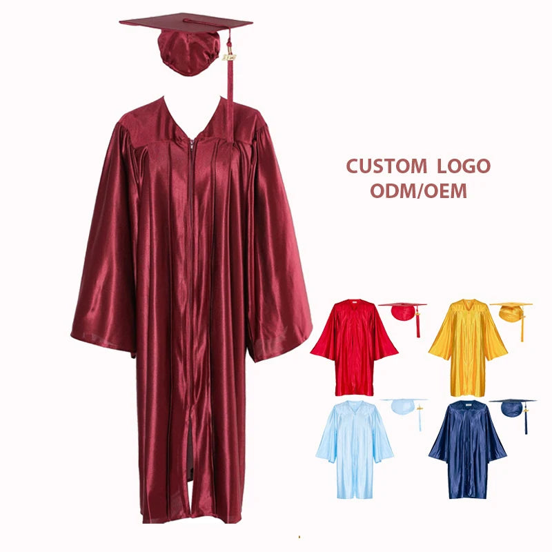 Wholesale Custom Customization LOGO Adult Professional Apparel Matte Academic Bachelor Graduation Cap Gown Set School Uniform