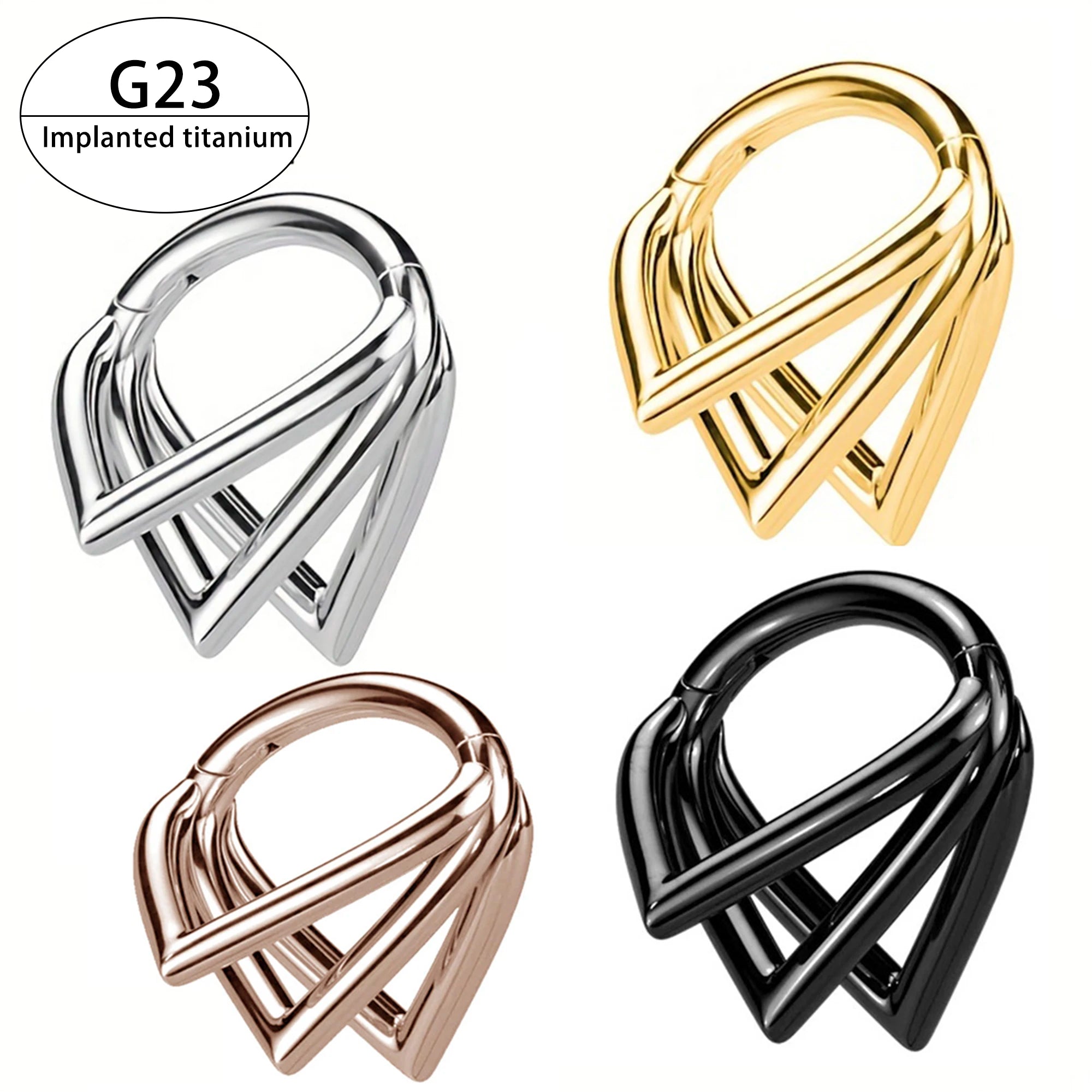 G23 Titanium Tragus Piercing Navel Ring Gold Plated Luxury Tongue Cartilage Nose Ring Piercing Jewelry Nose Rings for Women