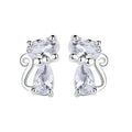 Daidan Cat Earrings 925 Cute Animal Zirconia Stud Girl Sterling Silver Korean Earrings
