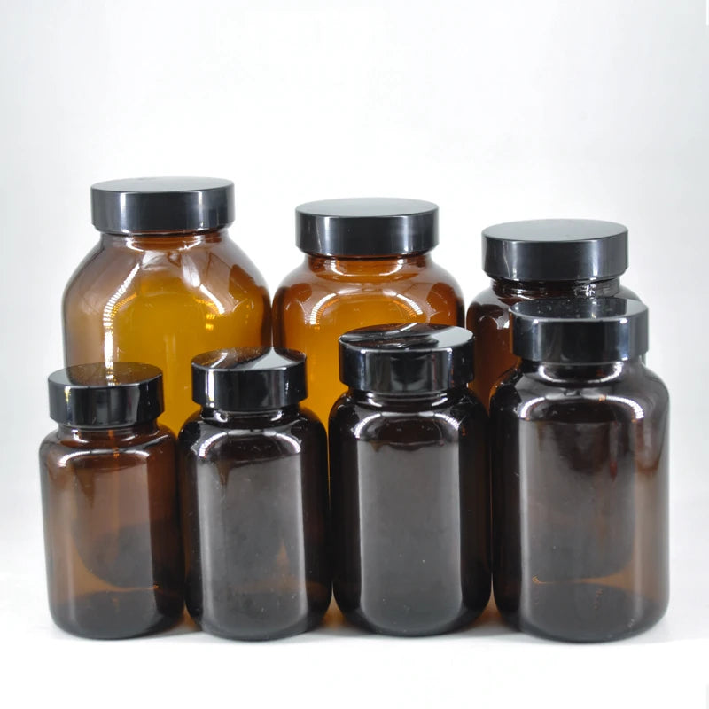 60 100 120 150 200 250 300 500ml Pharmaceutical Amber Capsule Glass Medicine Tablets Pill Bottles