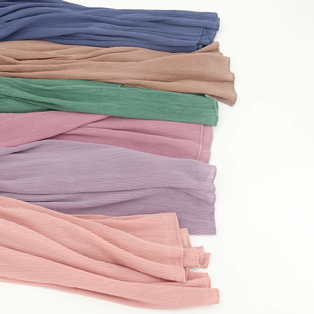 Wholesale Malaysia Mini Pleated Chiffon Hijab Crepe Shawl Hijab in Chiffon for Muslim Women