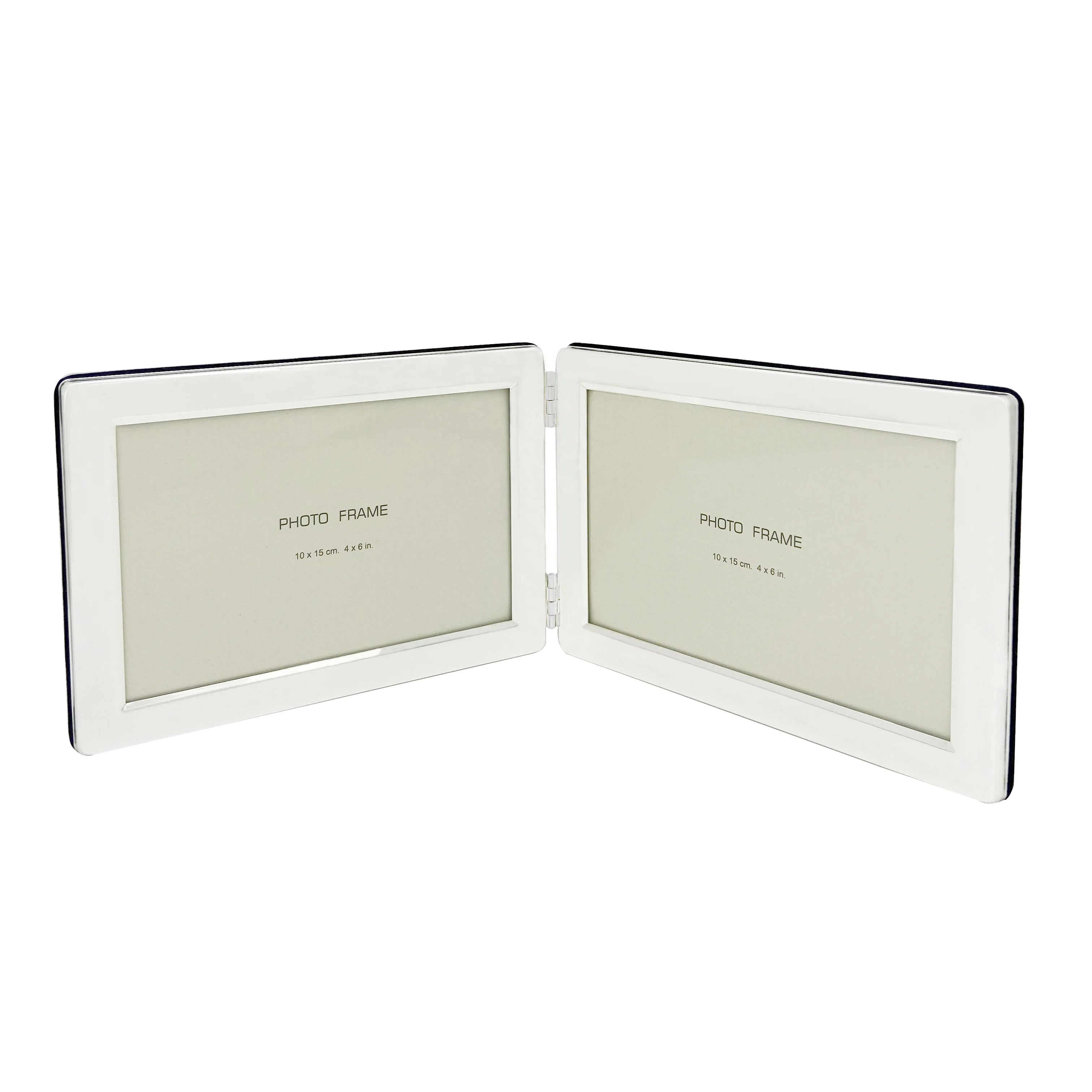 Silver Glitter Metal  Frame  Flat Edge  Silver Plated Photo Frame Double Fold Landmark  Photo Frames