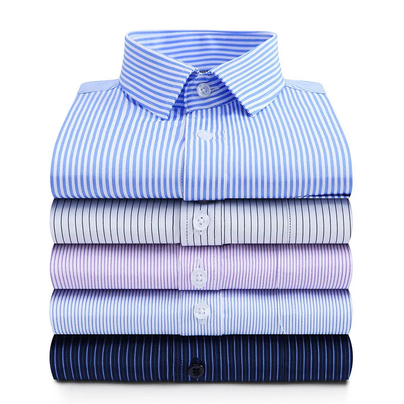 Wholesale New Shirts for Men Without Ironing Stripes Solid Color Long Sleeve Business Casual Shirt Professional Formal