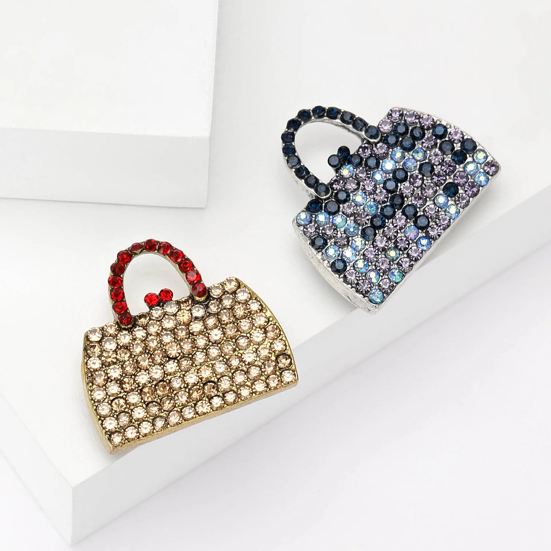 Carnival Garment Cute Rhinestone Bag Shape Brooch Pins for Lady Clothes Accessories