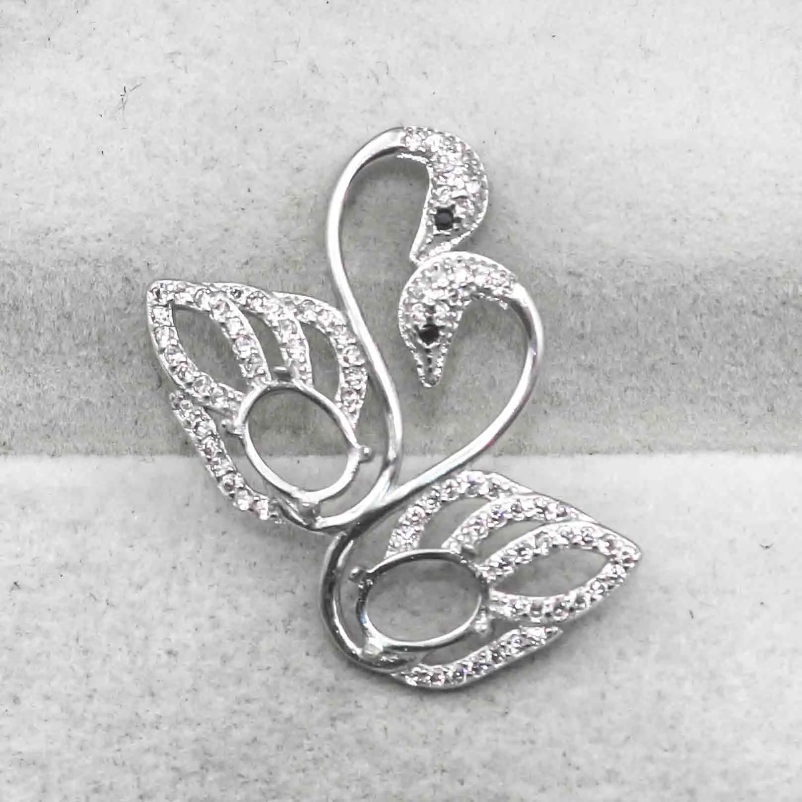 Sterling Silver 5*7/6*8mm Semi Mount Pendant Empty Frame Blank Support Claw Setting S925 Base Without Center Stone for DIY Inlay