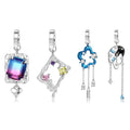 Y2K Style Charm 925 Sterling Silver Geometric Pendant with Sparkling Zirconia for Women Charm Beaded Bracelet Necklace Jewelry