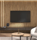 For KASARO Modern LED Light Polyester Fiber Wall Panel Sound Proof Wood Nature Veneer Acoustic Akustik Panel 3D Model Design