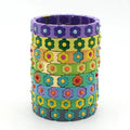Factory Support Boho Arrow Rainbow Enamel Tile Bracelet Handcrafted Elastic Oil Painted Flower Tile Bead Bracelet for Women
