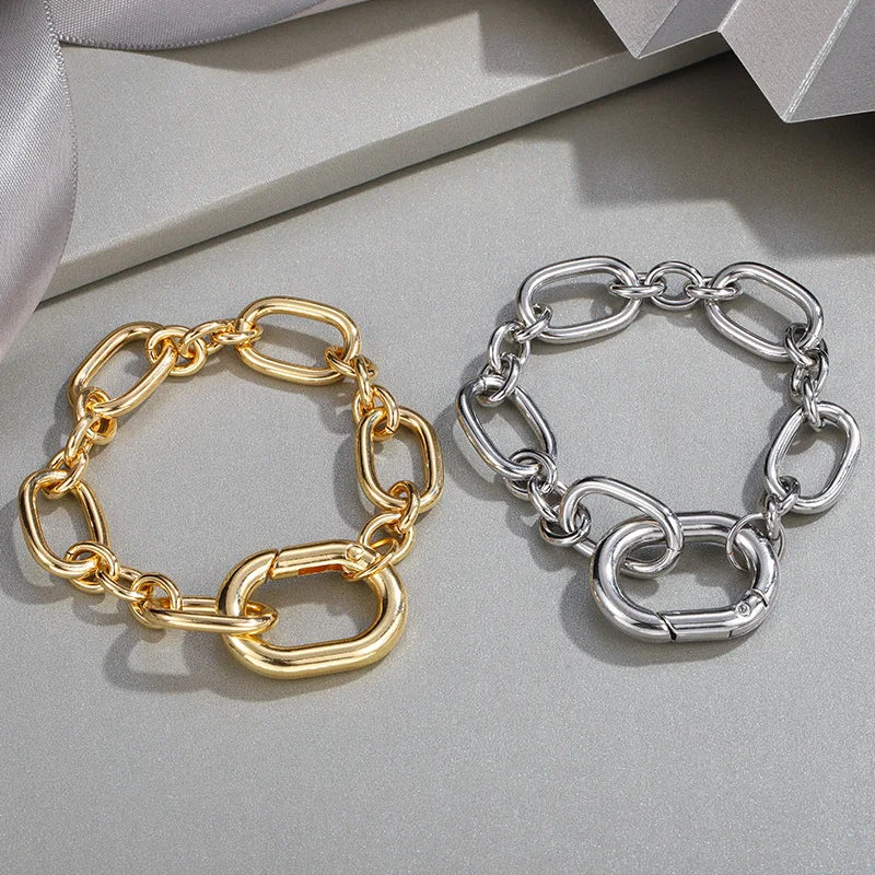 Wholesale Unisex Vintage Gold Plated Dainty Thick Big Chain Bracelets Hip Hop Exaggerated Chunky Gold Bracelets