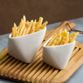 Eco-Friendly Creative Design White Ceramic Chip Dip Bowl Set Soup Ceramic Bowl Tray for Restaurant Snack Foods for Fries Other