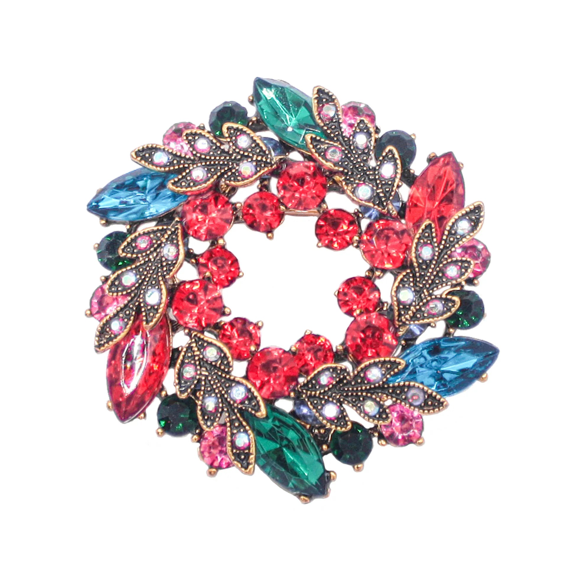 Luxury Vintage Flower Brooch Pin Crystal Rhinestone Diamond Pearl Plated on Zinc Alloy for Cloth Decoration Korean Style Jewelry