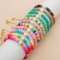 Go2boho Handmade Summer Freshwater Pearl Bracelet Rainbow Colorful Heishi Beaded Drawstring Fashion Jewelry for Women Gift