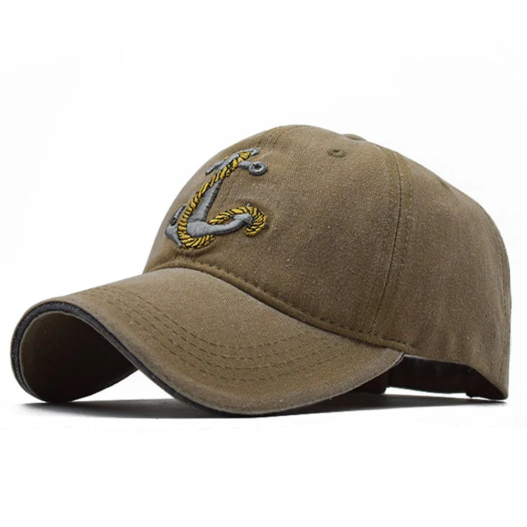 Washed Anchor Embroidered Cowboy Baseball Hat Outdoor Korean Version Old Summer Men's Cap