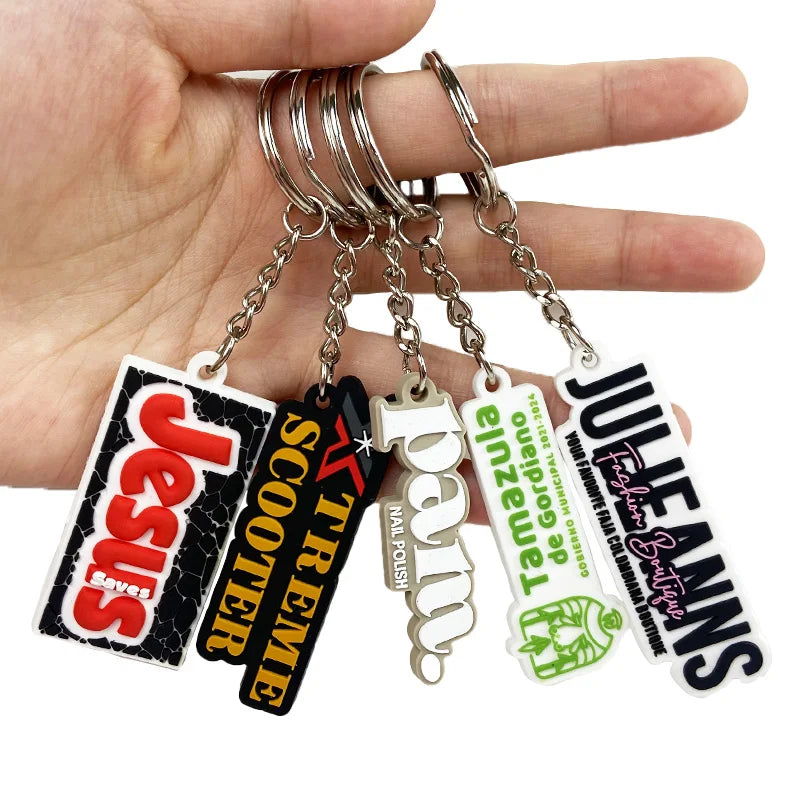 Wholesale Promotional Pvc Keychains Custom Designer Silicone Letter Key Chain Ring Rubber Keychain
