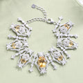C9432 Luxury Jewelry November BIRTHSTONE Natural Stone Wide Cuff Designs 925 Sterling Silver Adjustable Citrine Bracelet