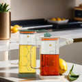 Clear High Borosilicate Household Wide Mouth Square Glass Oil Storage Jar Microwavable Grade Silicone Stopper Hand Blown for
