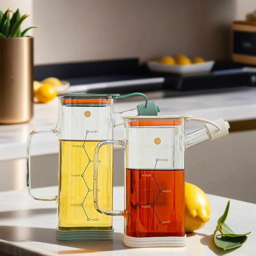 Clear High Borosilicate Household Wide Mouth Square Glass Oil Storage Jar Microwavable Grade Silicone Stopper Hand Blown for